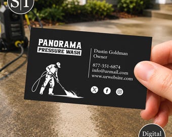 Tarjeta de presentación para lavado a presión y limpieza exterior / Servicio de lavado a presión, limpieza y reparación de canaletas y ventanas / Descarga digital