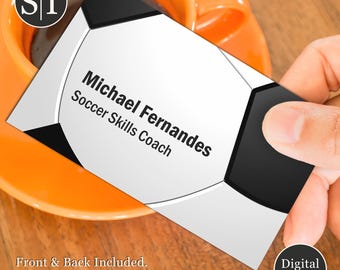 Soccer & Football Business Card | Coach, Trainer, Youth Club and Sports Services Design | Digital Download