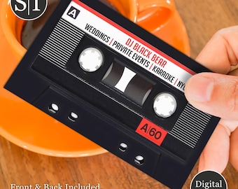 DJ Disc Jockey Business Card | Retro Vinyl Audio & Neon Design for DJs | Digital Download Template