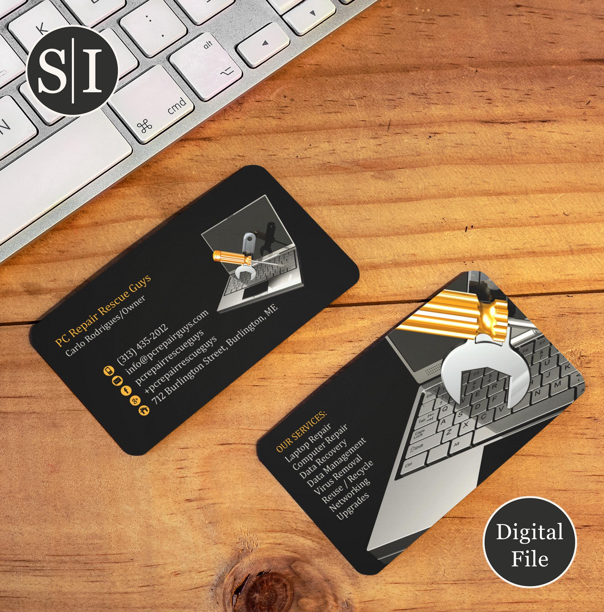 Tarjeta de presentación para reparación de computadoras y servicio técnico  / Soporte informático, diseño de laptops y electrónica / Descarga digital -  Etsy México, image size:2000x2028