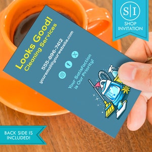 Cleaning Services Business Card | House Maids Sparkling Clean | Digital Download