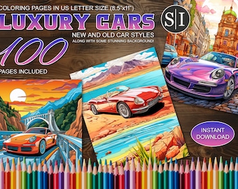 Car Coloring Pages | 100 Luxury Sports Car Coloring Pages | Vehicle Coloring | Printable Car Coloring | Digital Download