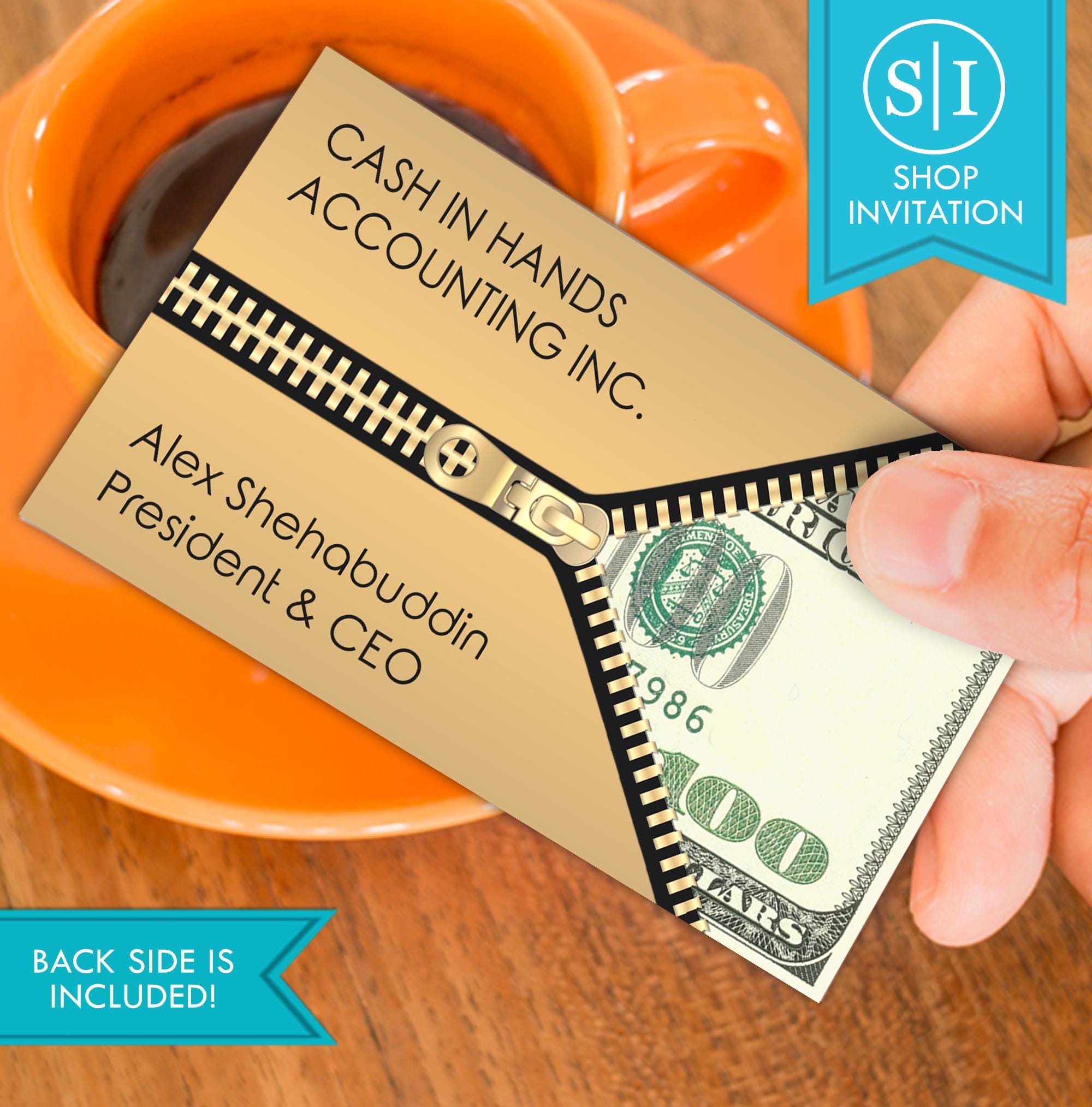 100 Dollar Bill Business Card | Financing Investment Accountant Accounting Money Loan Lender | Digital Download