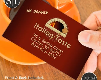 Bakery & Pizza Business Card | Italian Restaurant | Pizzeria, Café, Bakery Card Design | Chef, Food Truck, Catering | Digital Download