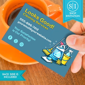Cleaning Services Business Card | House Maids Sparkling Clean | Digital Download
