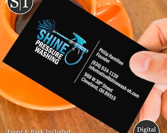 Pressure Washing & Exterior Cleaning Business Card | Power Wash, Gutter / Window Cleaning and Repair Service | Digital Download