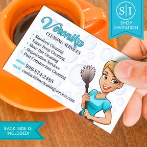 Cleaning Services Business Card | House Maid Sparkling Clean | Digital Download