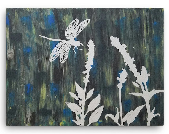Dragon Fly Monotype Print Reproduction - Canvas Reproduction
