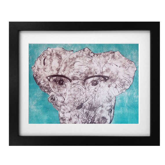 Elephant Monotype Print
