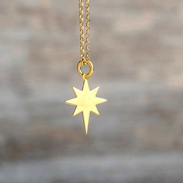Collar de estrella del norte Collar de estrella polar de oro rosa Colgante Starburst Chapado en oro Plata de ley polar Encanto Celestial Venta de regalos