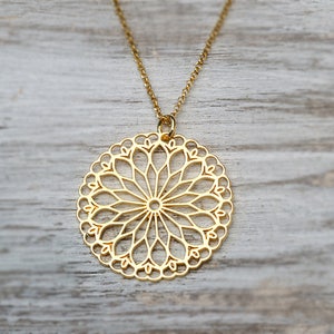 Mandala Necklace / Yoga Pendant / Sterling Silver Lotus Jewelry / 225A