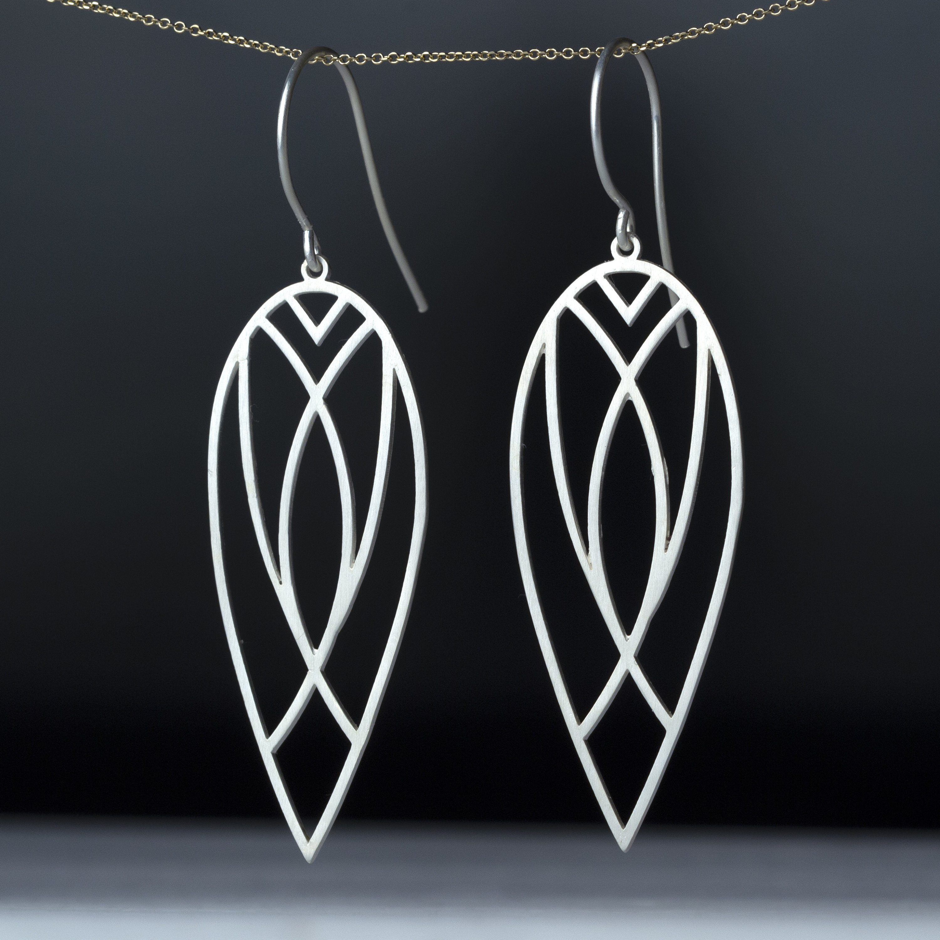 Boucles D'oreilles Art Nouveau En Argent Sterling 925 - Style Goutte Pendantes - Neuf Avec étiquettes