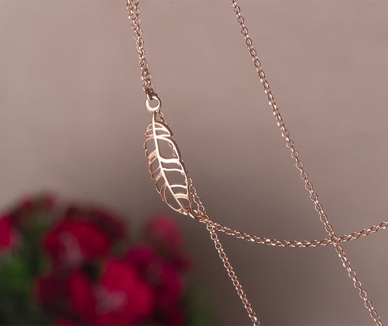 Rose gold and silver necklace layered Clearance