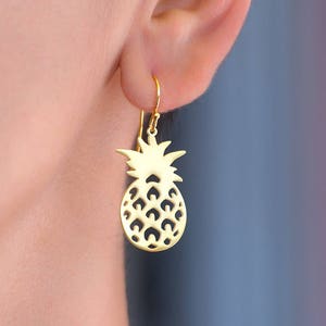 Pineapple Earrings Tutti Frutti Fashion Exotic Fruit Jewelry Sterling Silver Statement dangle Tropical earrings for women minimal gift teen