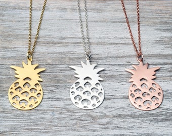 Pineapple Necklace / Tutti Frutti Necklace / Fruit Pendant Sterling Silver / layer necklace / Summer necklace