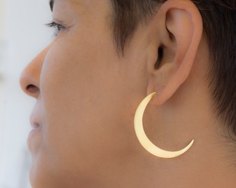 Gold Moon Hoop Earrings Silver Crescent Moon Earrings Moon Earrings  Silver Gold Plated Hoop christmas moon earrings statement earrings gift