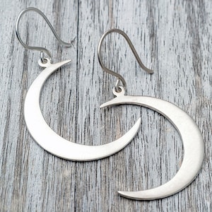 Crescent Moon Earrings / Sterling Silver Dangle Earrings / Silver Statement Earrings / Boho Earrings Jewelry