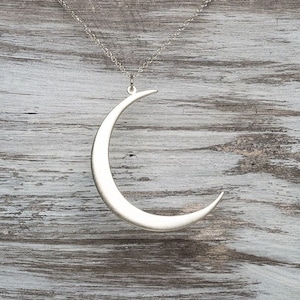 Moon Necklace / Sterling Silver Crescent No 2 / Large Pendant / Celestial Moon Necklace