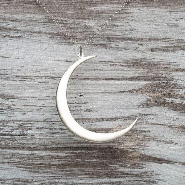 Moon Necklace / Sterling Silver Crescent No 2 / Large Pendant / Celestial Moon Necklace