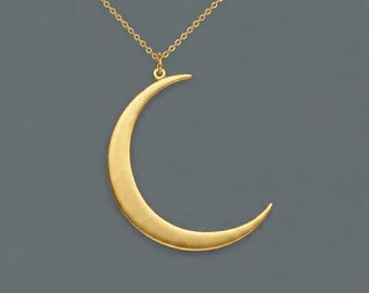 Collana con mezzaluna in argento sterling, grande ciondolo celeste, n. 2 / 180A
