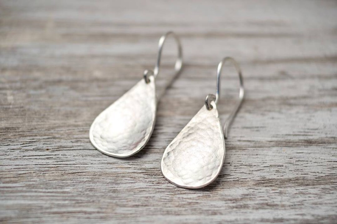 Hammered Teardrop Earrings / Rose Gold Sterling Silver / Mother's Day Gift / Birthday Gift ...