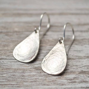 Hammered Teardrop Earrings / Rose Gold Sterling Silver / Mother&#39;s day Gift / Birthday Gift / Classic Minimal Earring