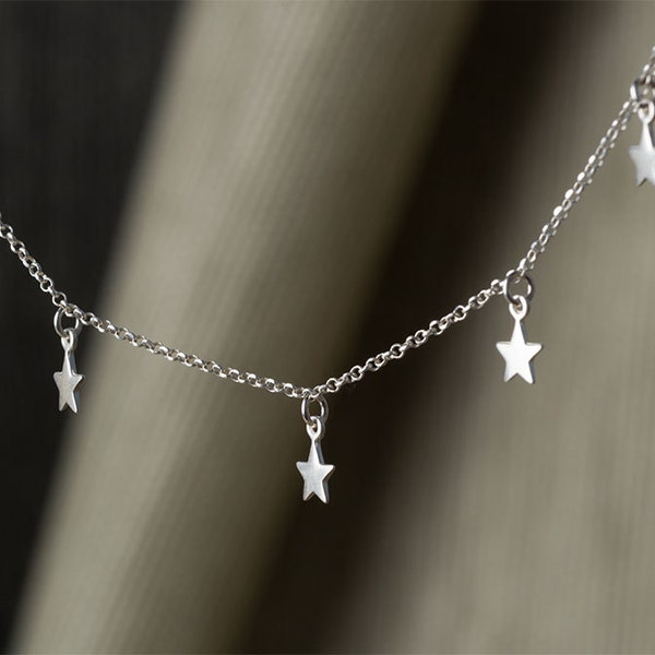 Dainty Necklace 5 stars Tiny Sterling Silver Choker Layering Teen Delicate Birthday gift Celestial Mothersday Birthday necklace for mom sale