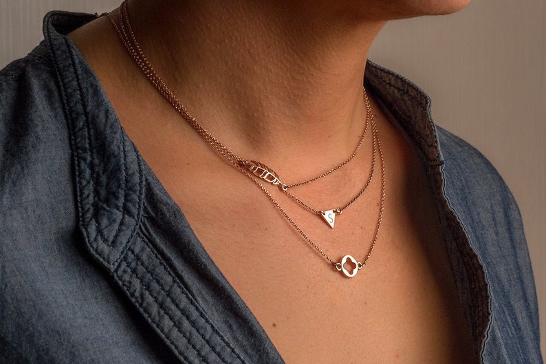 Rose gold and silver necklace layered Clearance