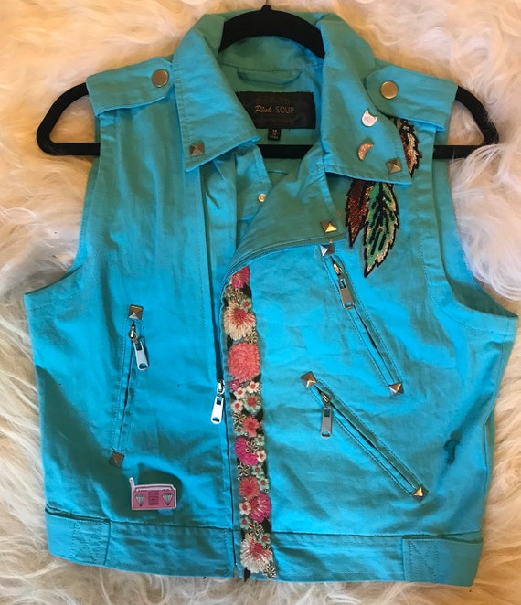 lightweight denim motorcycle vest