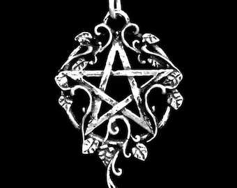 Ivynagram Gothic Pentagram Necklace with Ornamental Vine