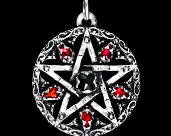 Gothic Pentagram Necklace with Swarovski Crystals