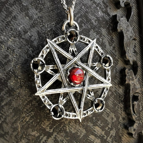 Handmade inverted pentagram necklace with antique finish