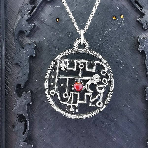 Seal Sigil of Stolas necklace with antique finish