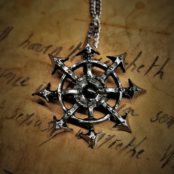 Small chaos star pendant with antique finish and a gemstone of your choice