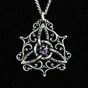 Gothic Triquetra Pendant with Custom Gemstone