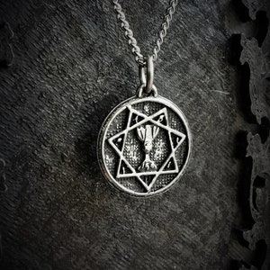 Small Star of Babalon Necklace with Antique Finish