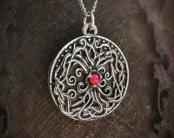 Viking Yggdrasil pendant with antique finish and a gemstone of your choice