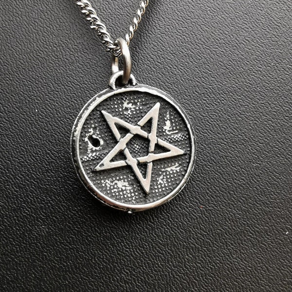 Inverted pentagram pendant with antique finish