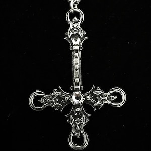 Gothic Inverted Cross with 4 demon heads image 1