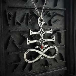 Satanic cross necklace with antique finish (aka Leviathan cross, Sulfur cross, ...)