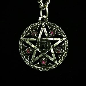 Handmade gothic pentagram necklace with Swarovski crystal