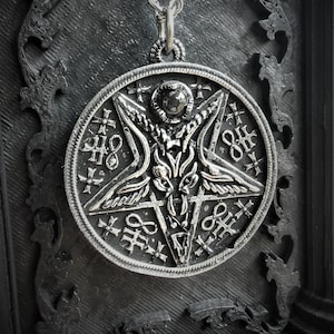 Large Baphomet Seal Pendant with Custom Gemstone and Leviathan Crosses
