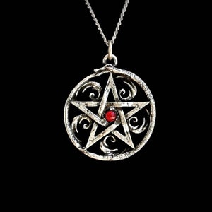 Pentagram necklace with Ouroboros and gemstone of your choice