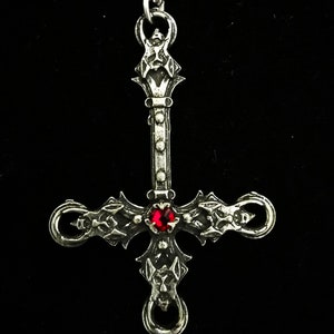 Gothic Inverted Cross with 4 demon heads image 2