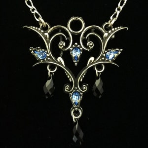 Handmade Gothic necklace with Swarovski Sapphire Blue