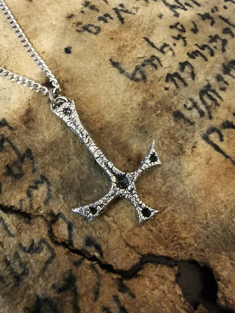 Inverted Cross Necklace With Antique Finish Etsy