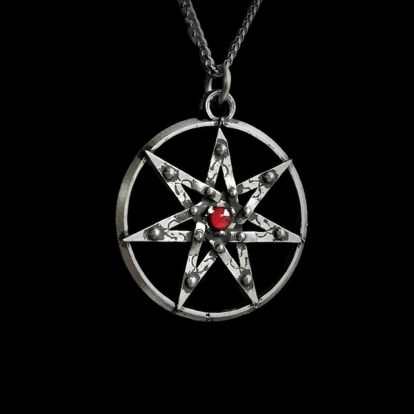 Heptagram Necklace with Custom Gemstone