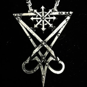 Lucifer Seal Pendant with Chaos Star Ornament and Antique Finish