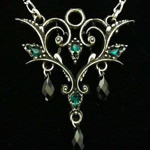 Handmade Gothic necklace with Swarovski Green