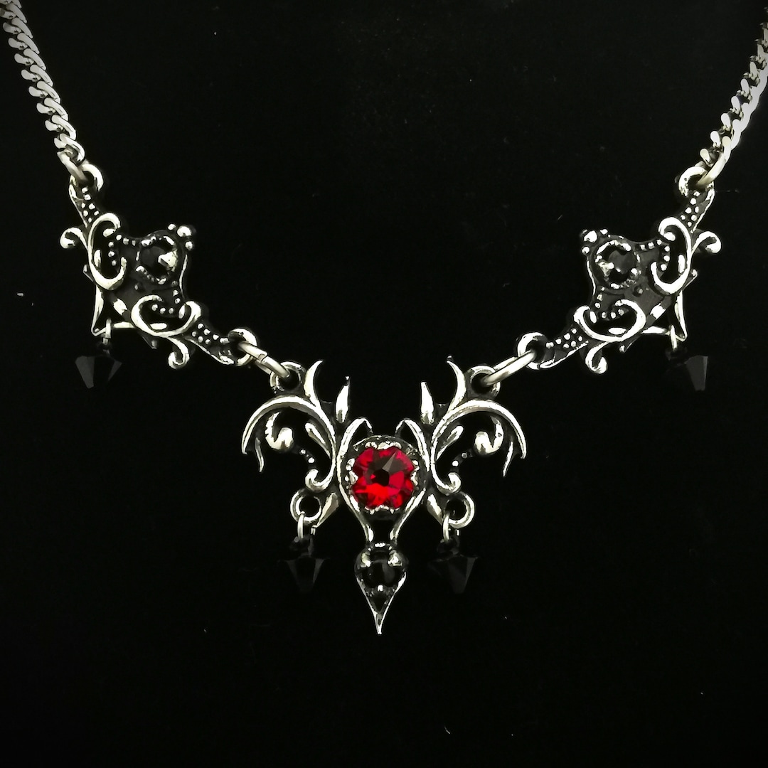 Gothic Vampiric Choker Necklace With Swarovski Crystals, the Coasis ...